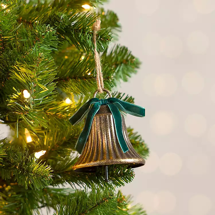 Metal Bell with Velvet Bow Ornament | Kirklands