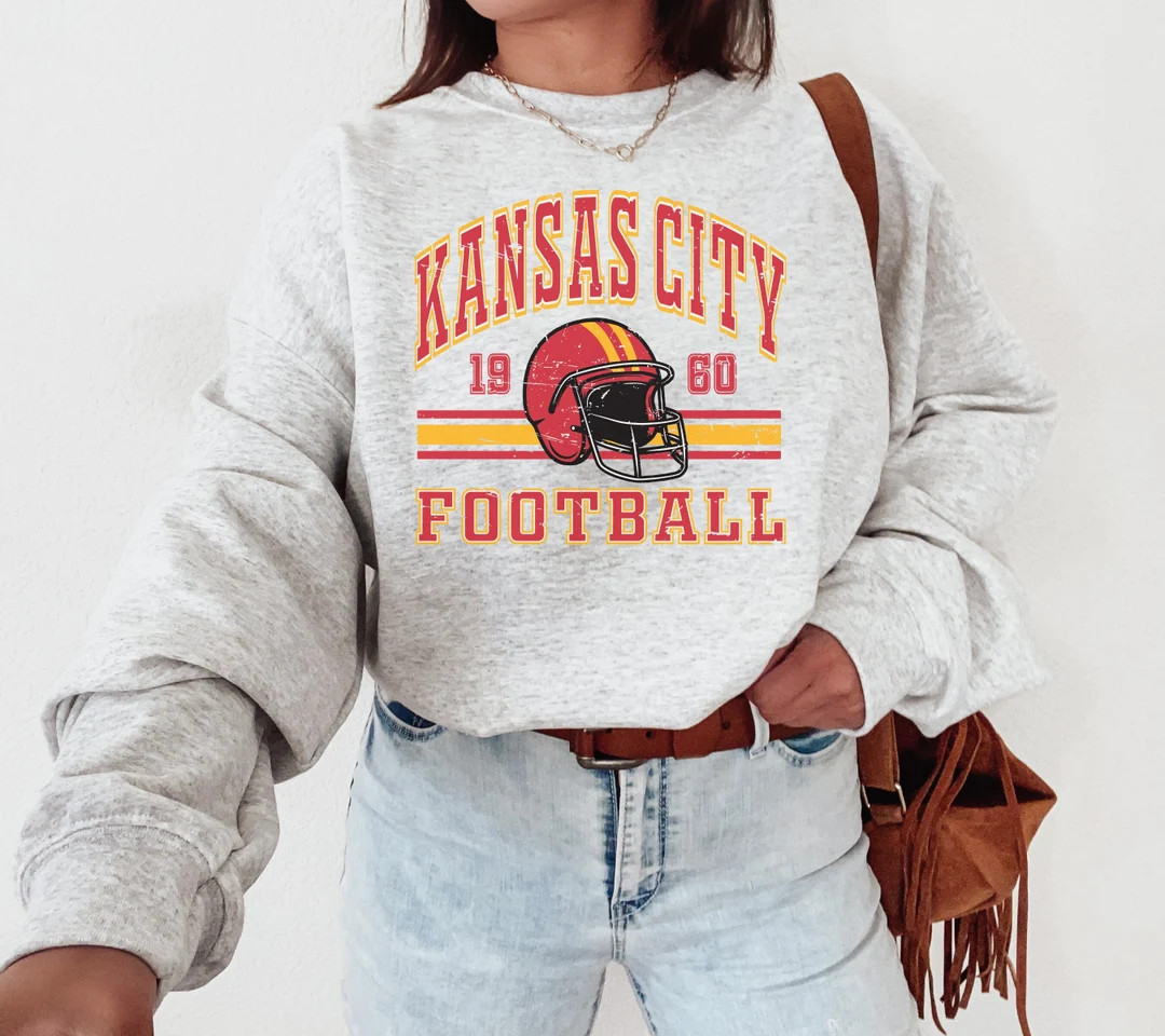 Kansas City Retro Style Sweatshirt Crewneck Vintage Chief Fan Gift Football Crewneck Sweatshirt, ... | Etsy (US)
