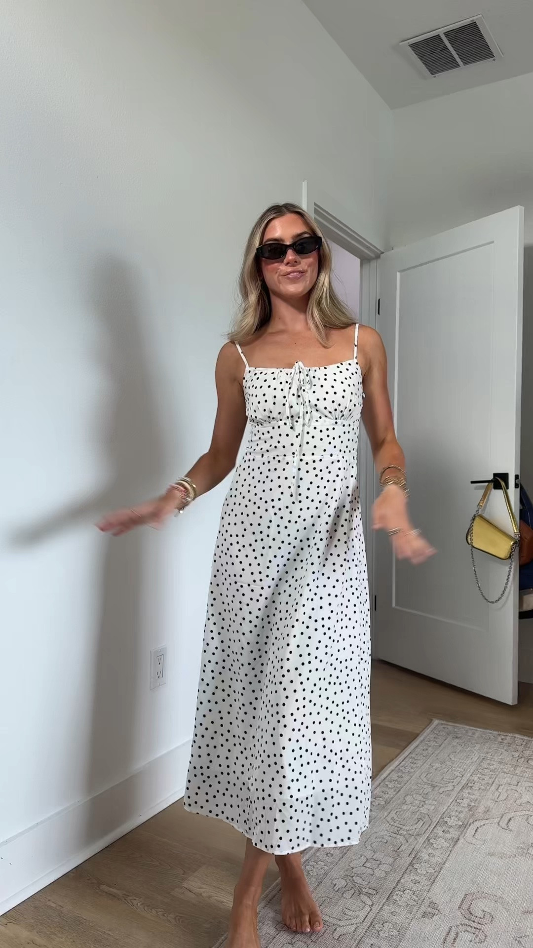 Amazon Women Silk V-Neck Dresses Spaghetti Strap Dots Pullover Dress Slim Fit Ankle-Length Dresses.  This actual dress is from TikTok shop size small but this amazon option looks the most similar.

#LTKSaleAlert #LTKSeasonal #LTKootd