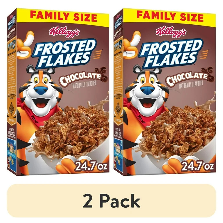 (2 pack) Kellogg's Frosted Flakes Chocolate Cold Breakfast Cereal, Family Size, 24.7 oz Box | Walmart (US)