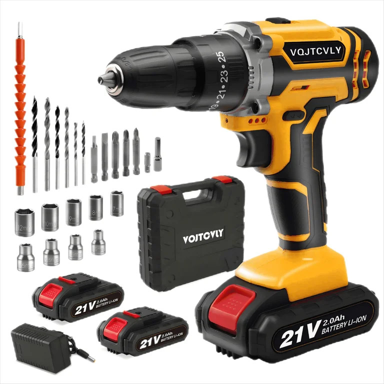 VQJTCVLY Cordless Drill, 21V Power Drill Set with 2Ah Battery, 3/8"Keyless Chuck, 25+1 Position E... | Walmart (US)