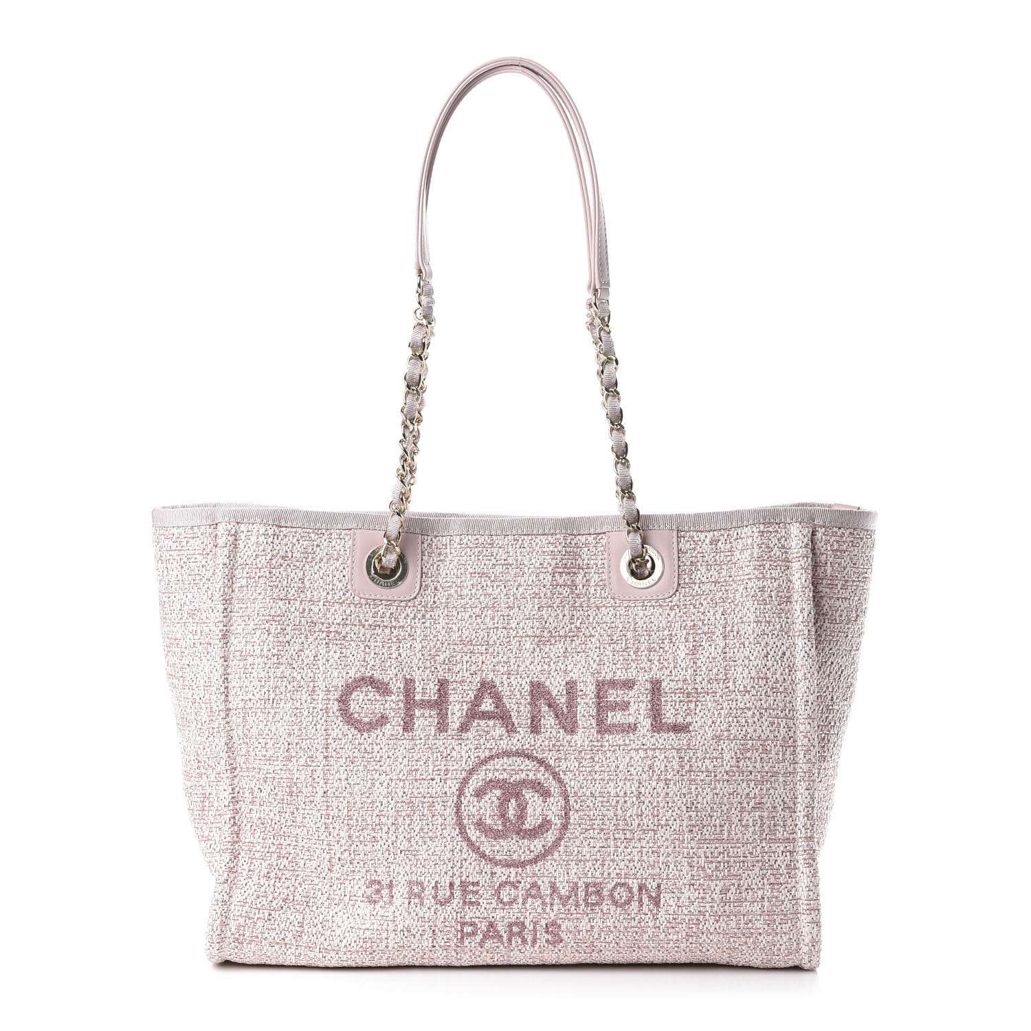 Straw Lurex Small Deauville Tote Pink | Fashionphile