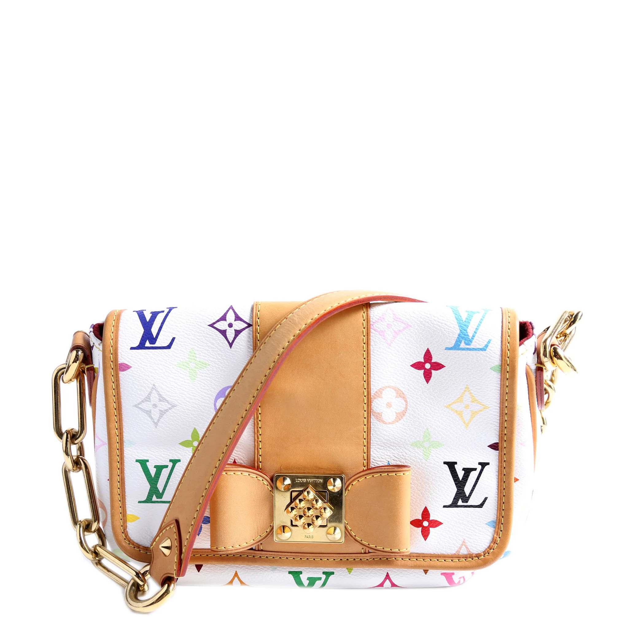 Patti Multicolor Monogram White | Keeks Designer Handbags