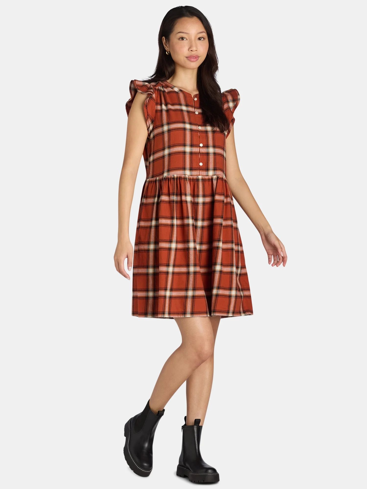 Time and Tru Women's Mini Woven Dress - Walmart.com | Walmart (US)