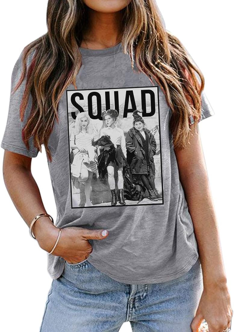 Sanderson Sister Squad Cute T Shirt Halloween Graphic Tees for Women Hocus Pocus Funny Shirts Fal... | Amazon (US)