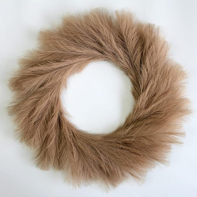 Faux Boho Pampas Wreath,26" Artificial Pampas Grass Wreath for Front Door,Wall Wreaths for Christ... | Amazon (US)