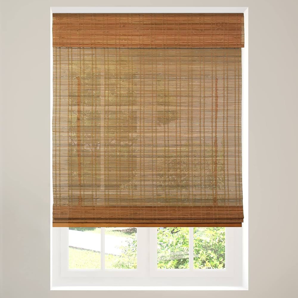 CALYX INTERIORS Cordless Bamboo Roman Shade Blind, Light Filtering, 30.5" W x 64" H, Ceylon Light... | Amazon (US)