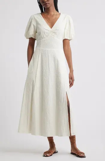 Textured Puff Sleeve Midi Dress | Nordstrom Rack