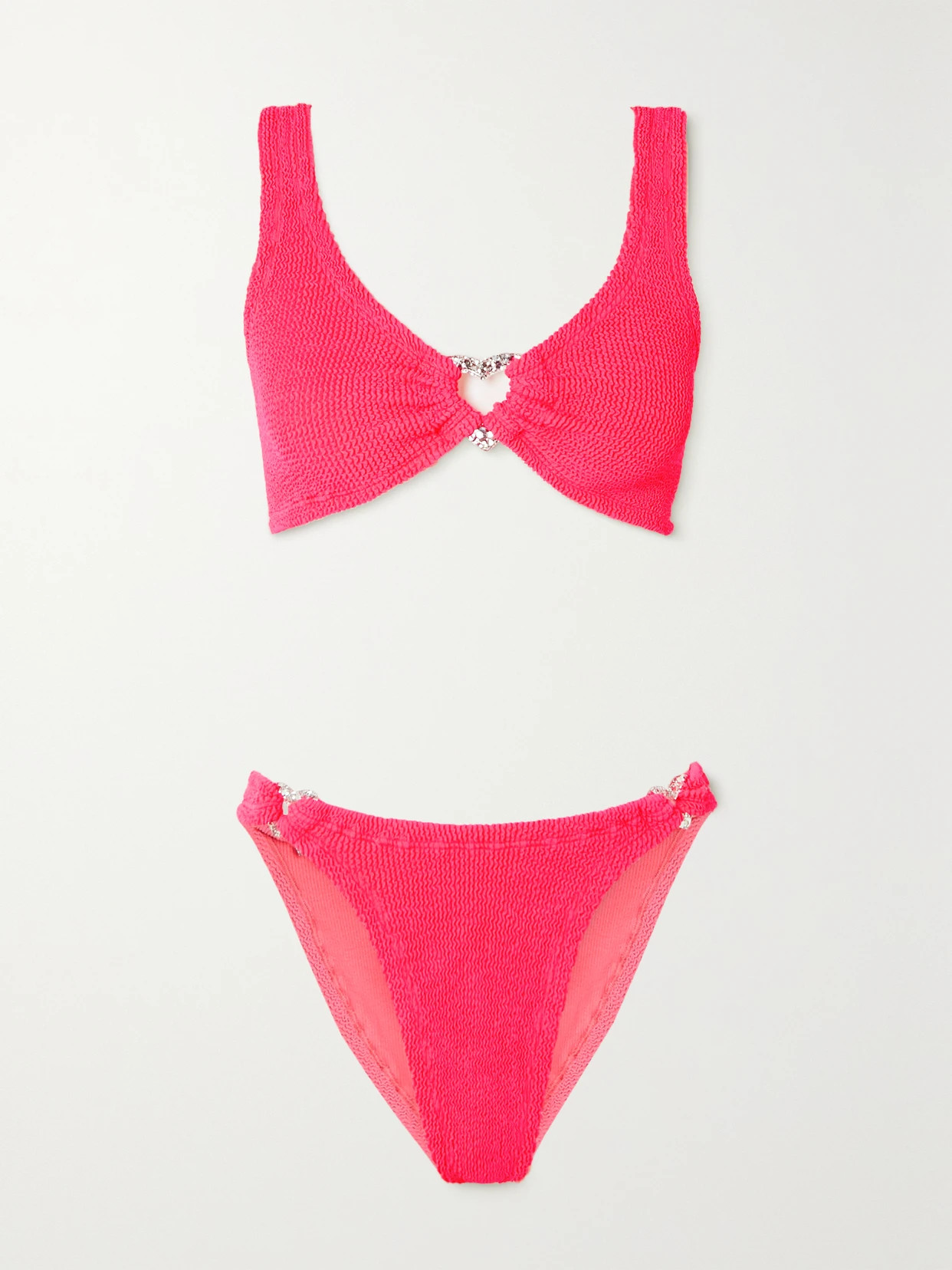 Hunza G - + Net Sustain Heather Seersucker Bikini - Pink | NET-A-PORTER (US)