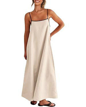 Shy Velvet Women's Linen Maxi Dress Spaghetti Strap Casual Boho Dress | Linen Maxi Dress, Boho Va... | Amazon (US)