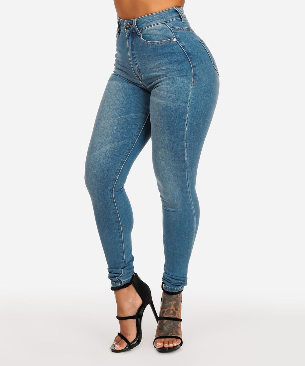 Moda Xpress Women's Denim Pants and Jeans Light - Light Wash High-Waist Skinny Jeans - Juniors | Zulily