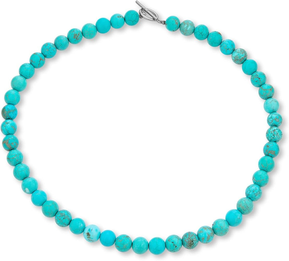 Simple Classic Hand Knotted Created Semi Precious Gemstone Round Ball 10MM Bead Strand Choker Col... | Amazon (US)