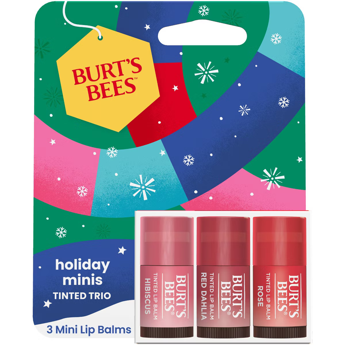 Burt's Bees Holiday Limited Edition Stocking Stuffer Mini Lip Balms - Mini Rose + Red Dhalia + Hi... | Target