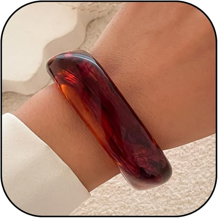 Long tiantian Chunky Bangles Bracelets for Women Trendy Colorful Acrylic Resin Bangles Irregular ... | Amazon (US)