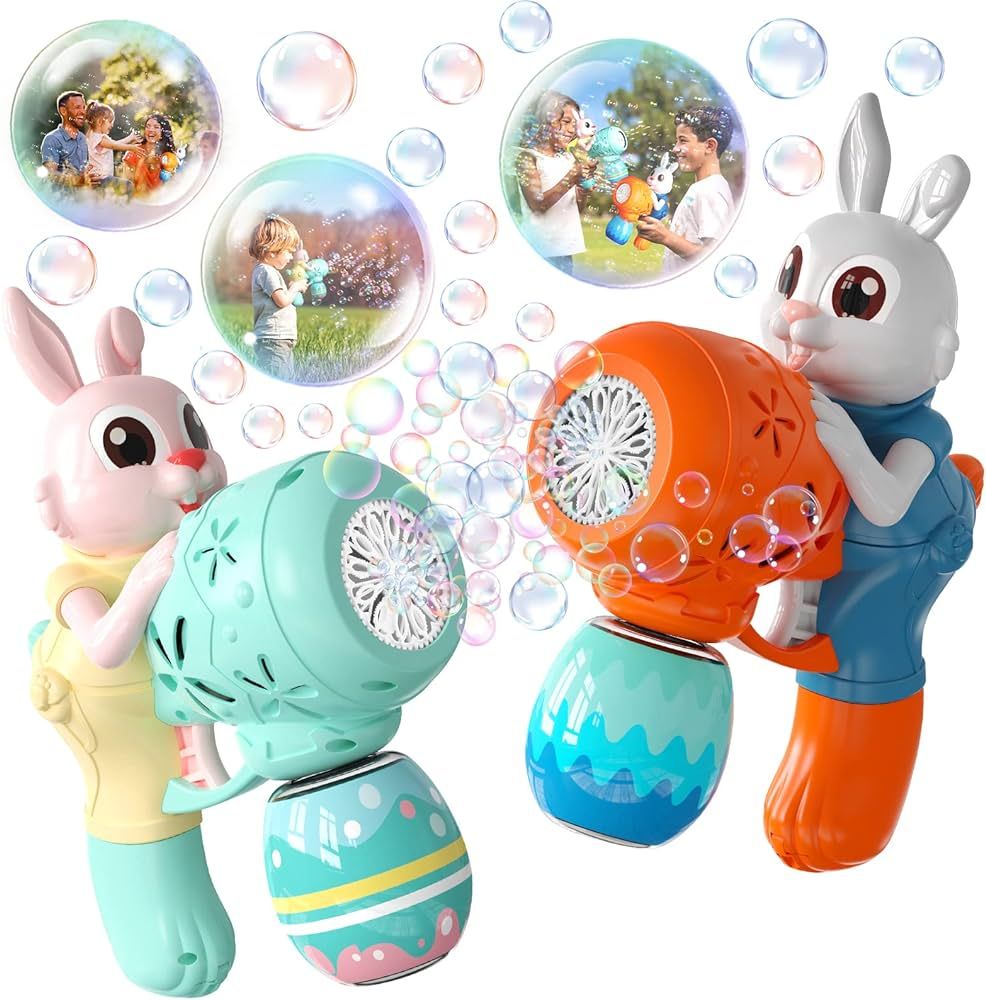 2 Pack Bubble Guns for Kids Rabbit Bubble Machine for Toddlers Easter Egg Automatic Bubble Blower... | Amazon (US)