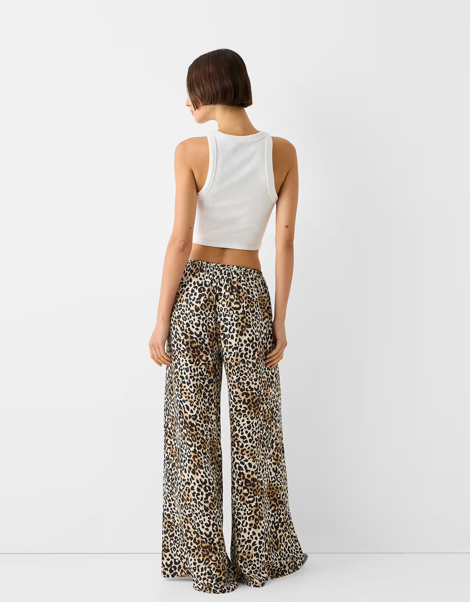 Bershka tie waist wide leg trousers in leopard print | ASOS (Global)