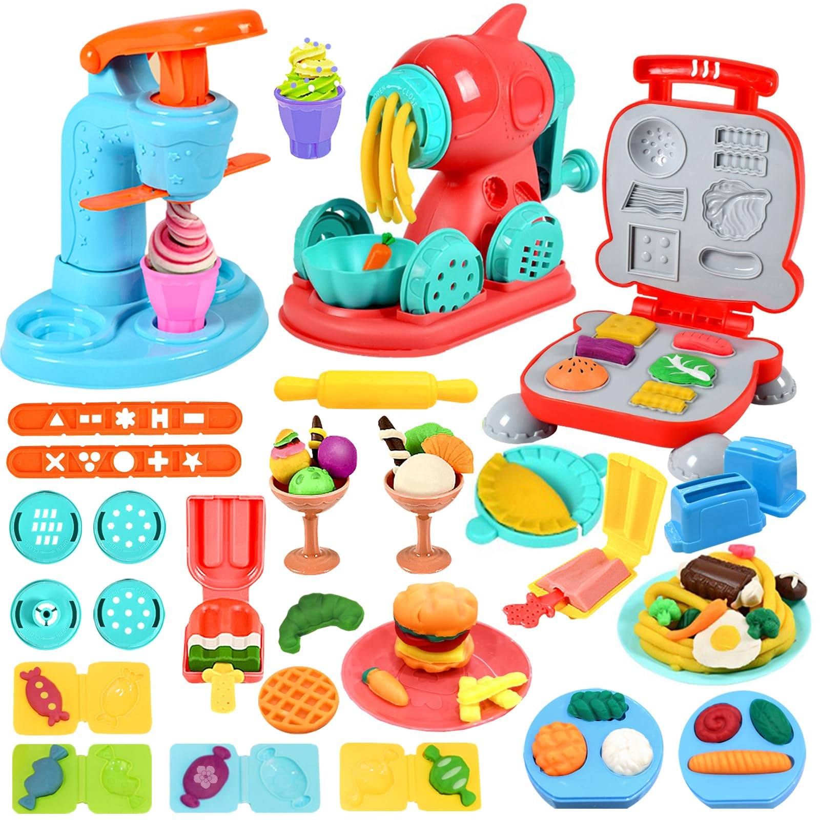 3 in 1 Play Color Dough Kitchen Creations Set, Ice Cream Noodle Hamburger Maker Machine, Art Craf... | Amazon (UK)