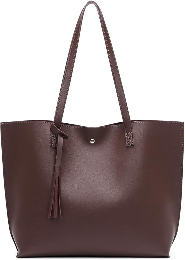 Dreubea Women's Soft Faux Leather Tote Shoulder Bag from, Big Capacity Tassel Handbag | Amazon (US)