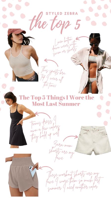 The top 5 things I wore the most last summer. The shorts I can’t link but they are the mom shorts from Zara  