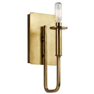 KICHLER Alden 1-Light Natural Brass Bathroom Indoor Wall Sconce Light 43363NBR - The Home Depot | The Home Depot