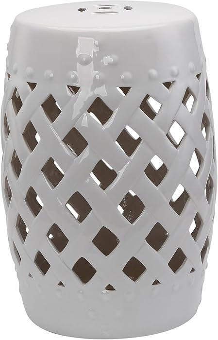13" x 18" Ceramic Garden Stool with Woven Lattice Design & Glazed Strong Materials Decorative Out... | Amazon (US)