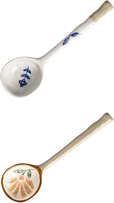 2 PCS (3 styles available) of couple ceramic spoon, suitable for afternoon tea and coffee stirrin... | Amazon (US)