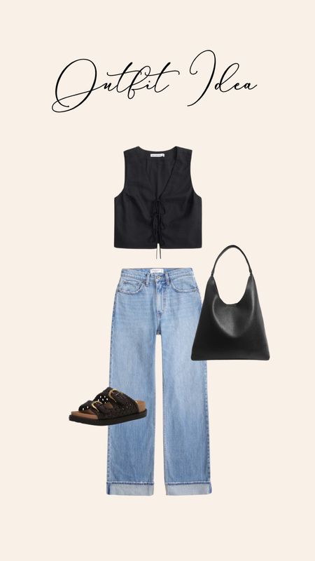 Abercrombie outfit idea! Sam edleman sandals on sale- casual style- linen top- slouchy purse- Amazon purses- Amazon deals 