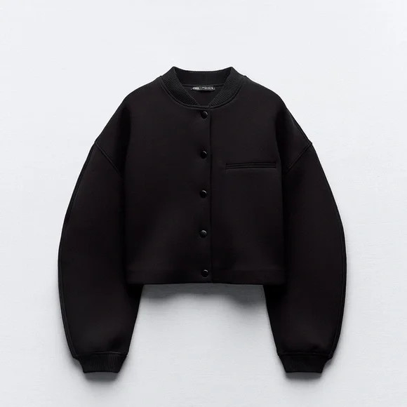 ZARA NEOPRENE EFFECT BOMBER JACKET | Poshmark