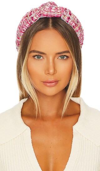 x REVOLVE Mixed Woven Knotted Headband in Magenta Rainbow | Revolve Clothing (Global)