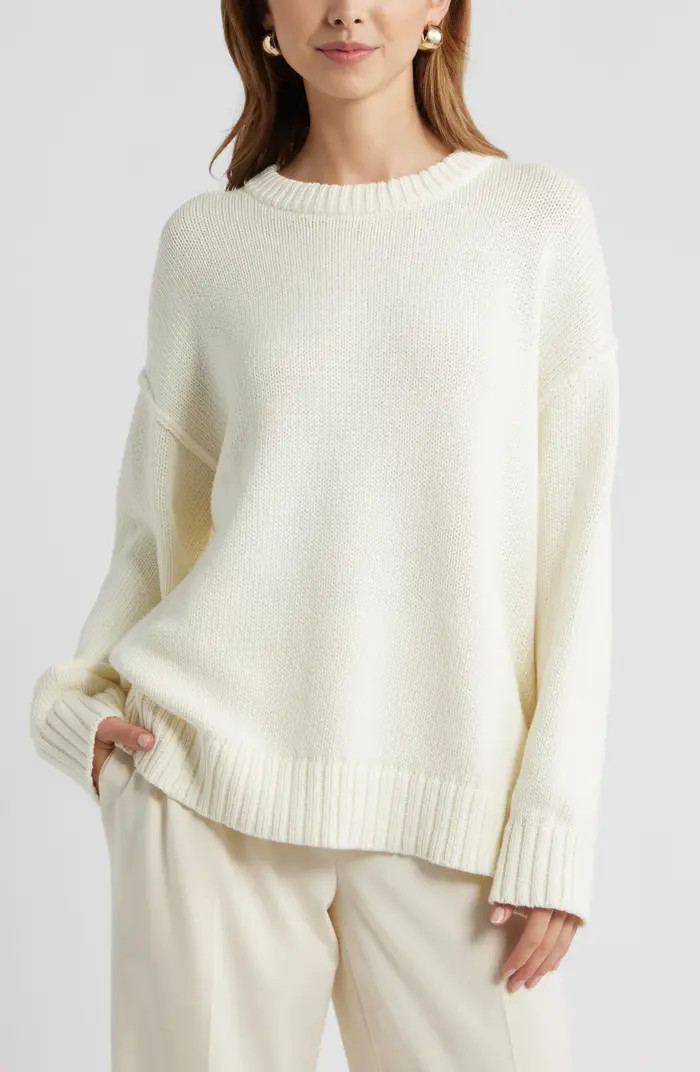 Oversize Crewneck Cotton Sweater | Nordstrom