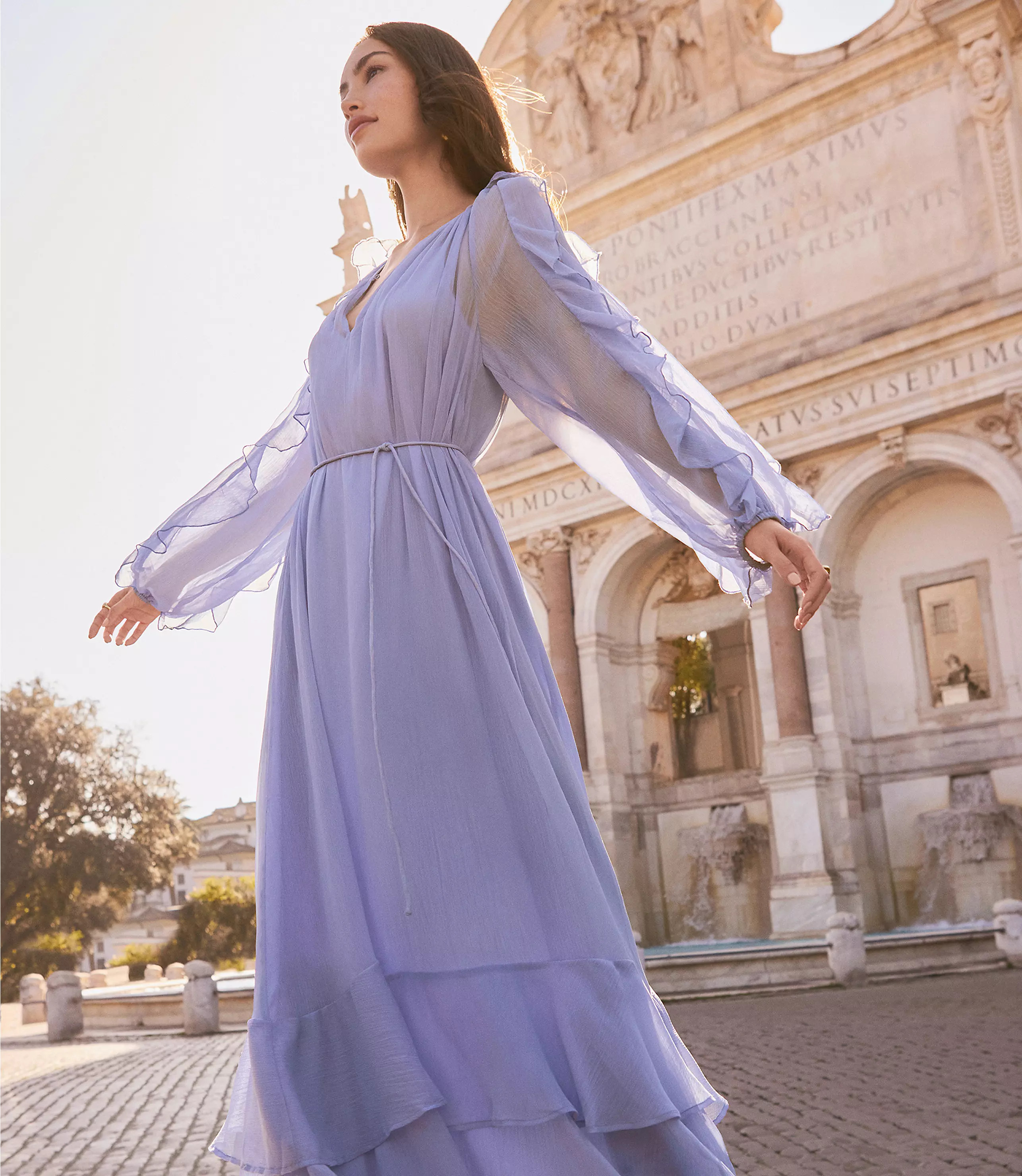 Chiffon Ruffle Maxi Dress | LOFT