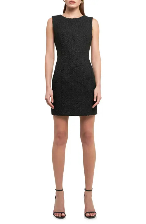 Endless Rose Sleeveless Tweed Dress in Black at Nordstrom, Size Large | Nordstrom