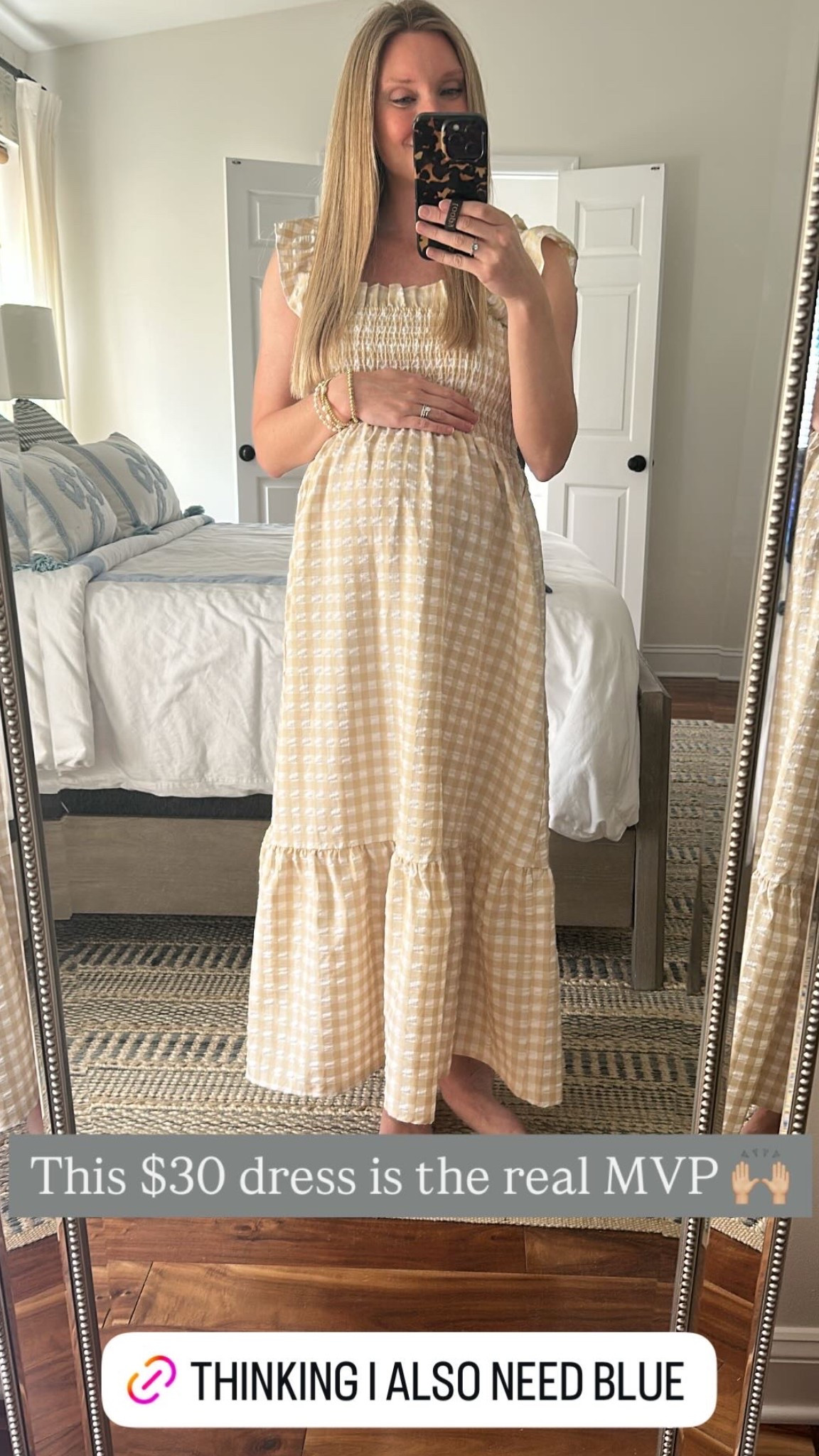 The cutest $30 gingham maxi dress that I’ve had for 2 years now - perfect with out without a 9 month baby bump! Thinking about ordering the blue color to bring baby boy home in’ 

#LTKSpringSale #LTKBump #LTKFindsUnder50