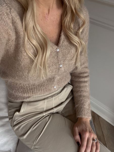 beige sweater. beige pants. monochromatic ootd. ootd. mom style. mom ootd. athleisure. athleisure ootd.  joggers. button down sweater. pearl button down sweater  

#LTKfit #LTKbeauty