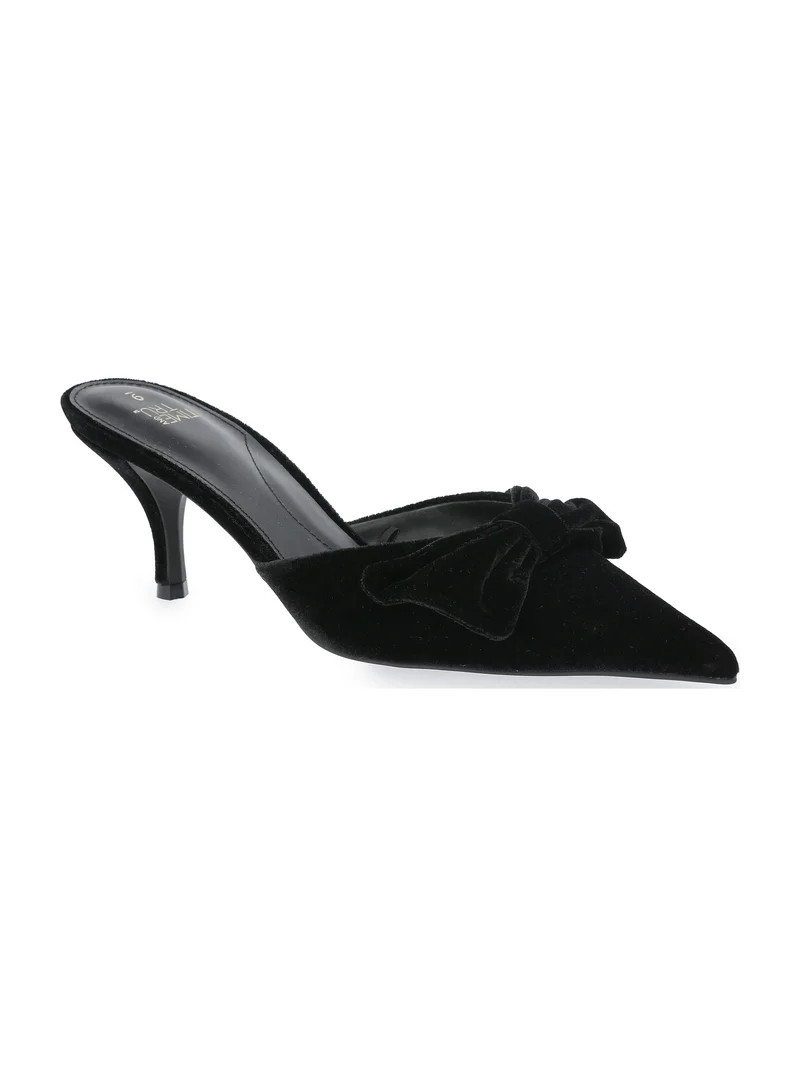 Time and Tru Women's Velvet Bow Kitten Heel Mules | Walmart (US)