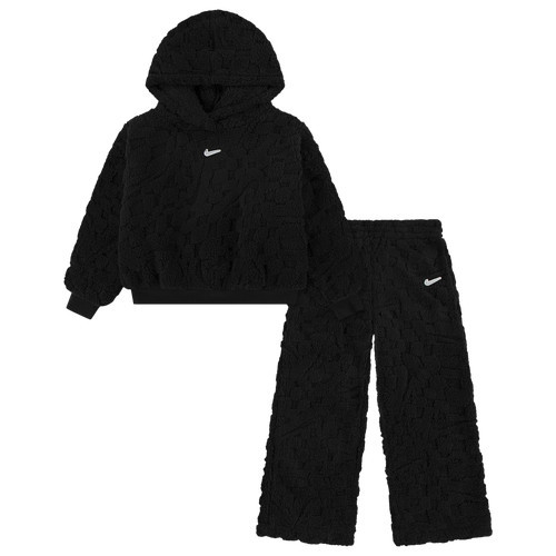 Girls Nike Nike Cozy Pullover Hood and Pants Set - Girls' Toddler Black/Black Size 4T | Kids Foot Locker (US)