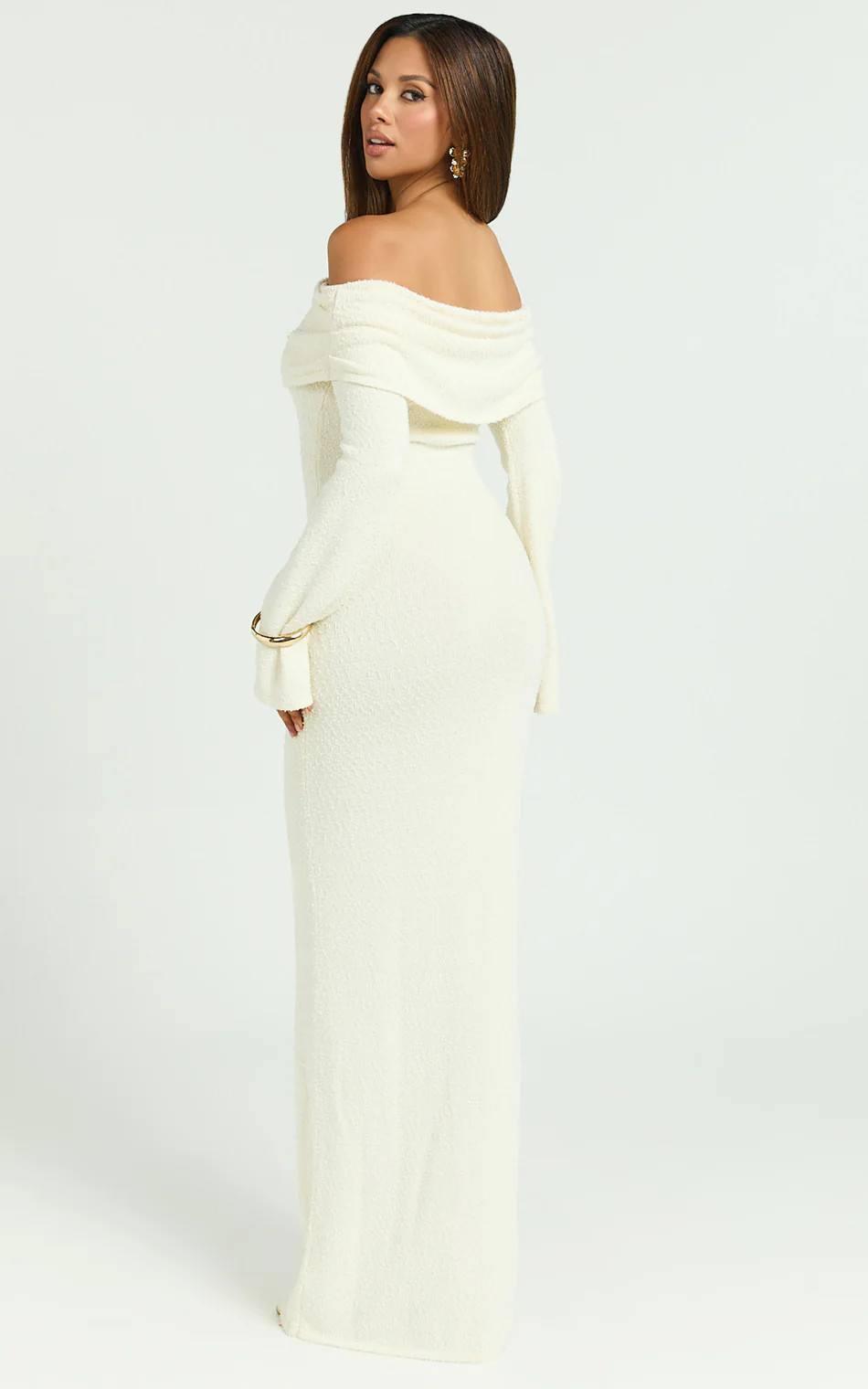 Pietra Maxi Dress - Knit Off Shoulder Dress in Cream | Showpo (US, UK & Europe)