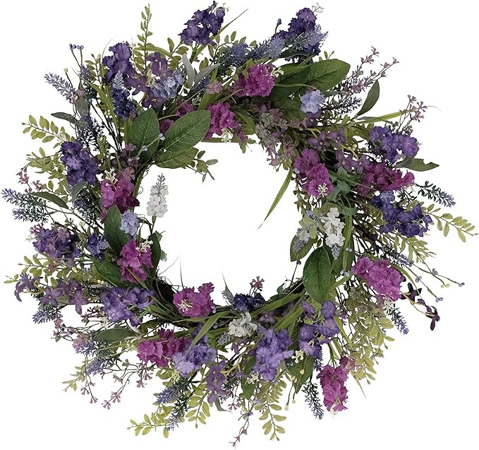 Puleo International 24" Artificial Lavender Floral Spring Door Wreath | Amazon (US)