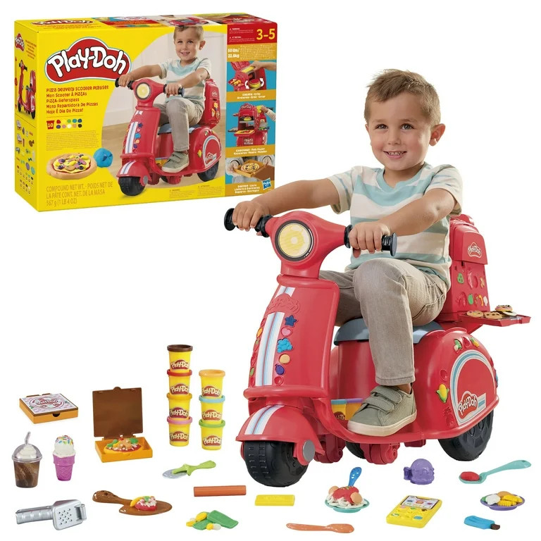 Play-Doh Pizza Delivery Scooter Playset, Large Ride-On Play Toys for Ages 3-5, Max Weight 50 lbs/... | Walmart (US)