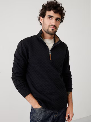 Quilted Knit Half-Zip Pullover | Banana Republic Factory