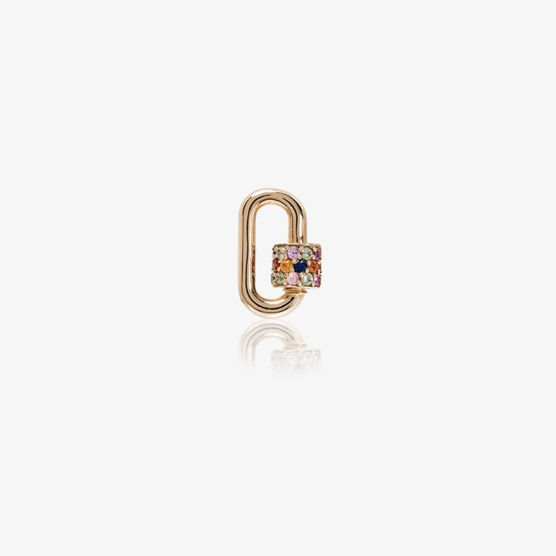 Marla Aaron multicoloured sapphires and 14K gold lock charm | Browns Fashion