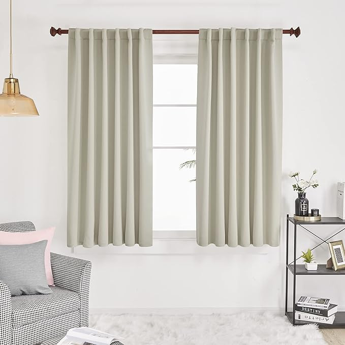 Deconovo Blackout Curtains for Kitchen Window, Back Tab and Rod Pocket Curtains, Room Darkening C... | Amazon (US)