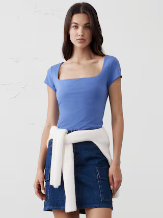 Soft Stretch Square-Neck T-Shirt | Banana Republic Factory