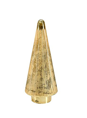 Serene Spaces Living Gold Glass Christmas Tree, Decorative Xmas Tree Sculpture, Holiday Decoration Figurine, Tabletop, Mantel Decor, Small, 6" Diameter & 14.75" Tall | Amazon (US)
