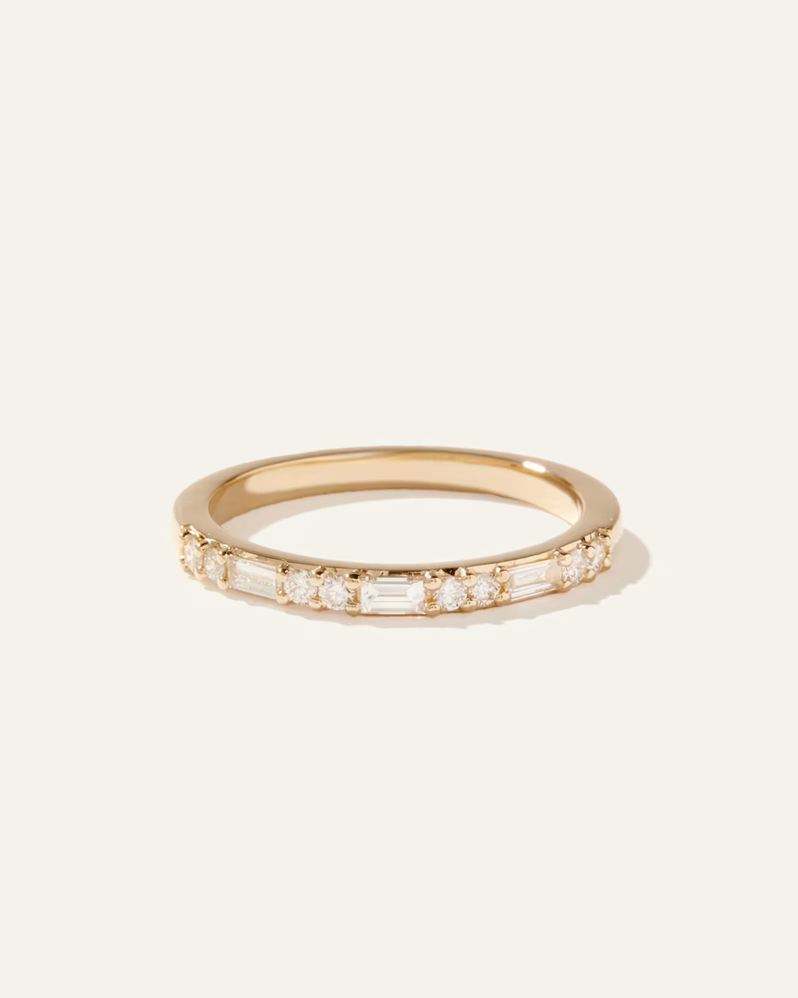 Diamond Alternating Baguette & Round Band in Yellow Gold | Quince
