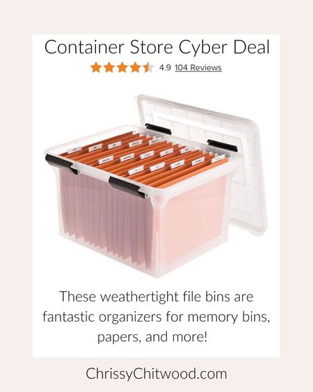 Container Store Cyber Deal: These weathertight file bins are fantastic organizers for memory bins, papers, and more!  

organization, organizing, organize, home, file box

#LTKhome #LTKsalealert #LTKCyberWeek