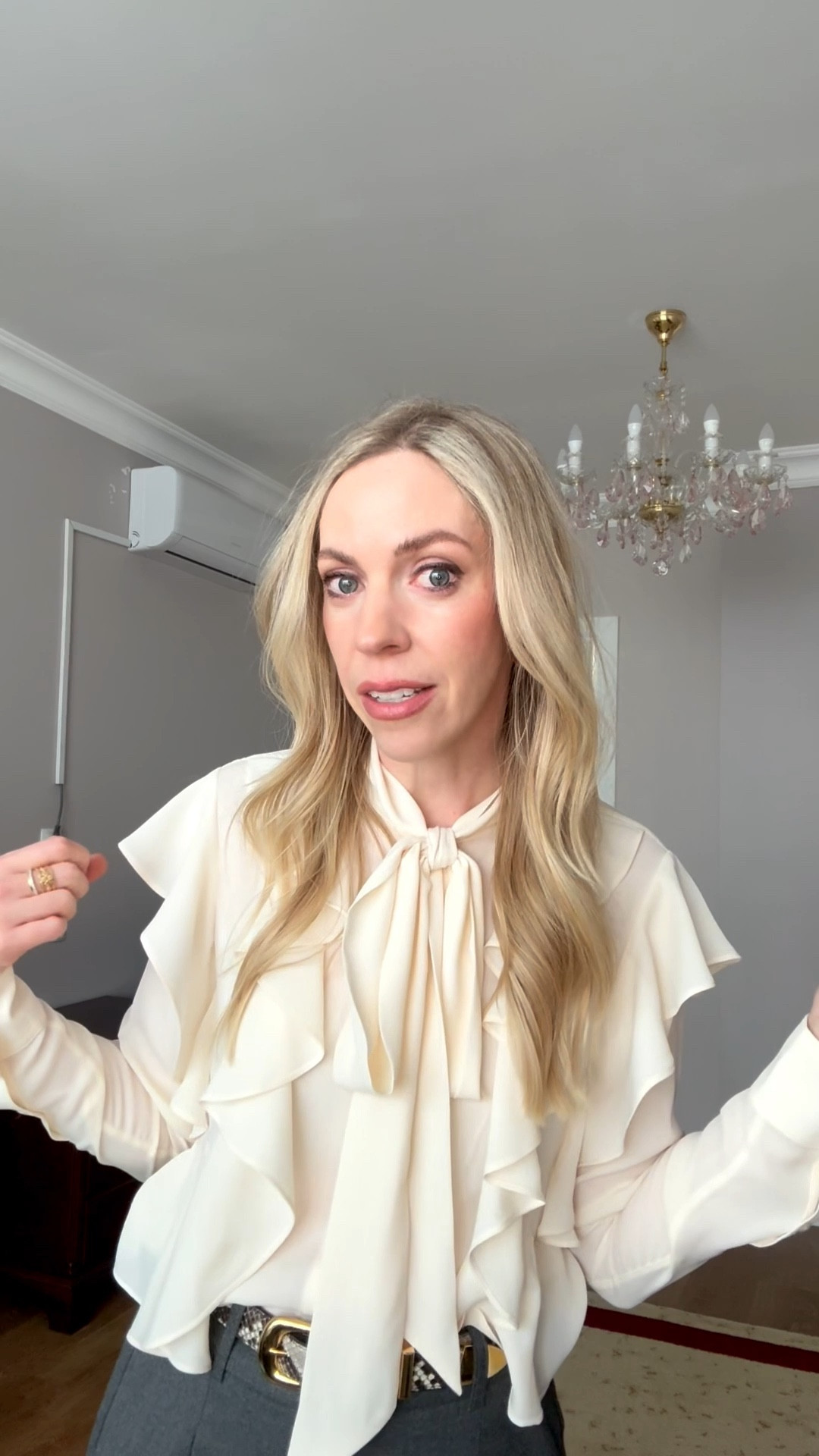 Ruffle blouse on sale right now - perfect for the office or with jeans for date night 

#LTKOver40 #LTKWorkwear #LTKSaleAlert