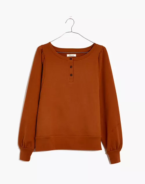 Henley Puff-Sleeve Sweatshirt | Madewell