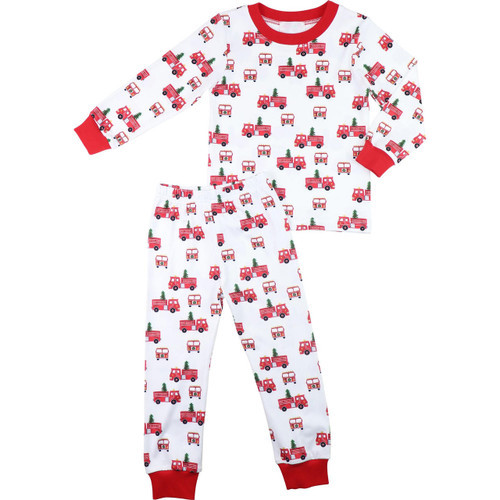 Cecil and Lou x Jordan Connelly - Red Christmas Firetruck Knit Pajamas | Cecil and Lou