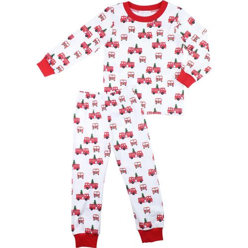 Cecil and Lou x Jordan Connelly - Red Christmas Firetruck Knit Pajamas | Cecil and Lou